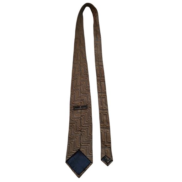 Ermenegildo Zegna Tie Necktie Textured Geometric Metallic Color Shift Bronze - Picture 4 of 9